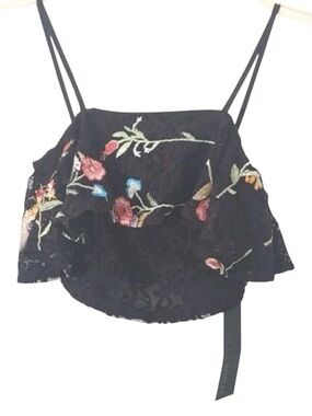 Elli White Rose Cami Crop Top Black XS